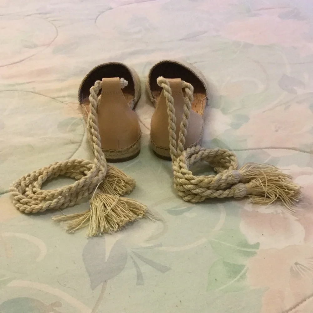 Circus by Sam Edelman Beige Espadrille Lace-Up Flats